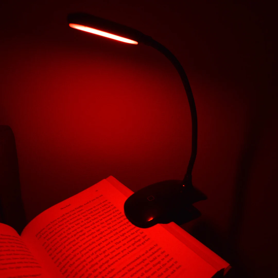 Calm Red LED Clip Book and Reading Light